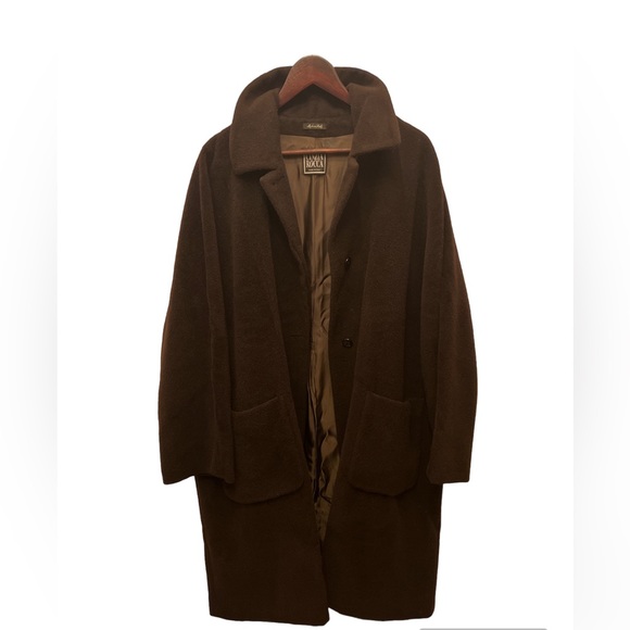 Chocolate brown alpaca wool coat AUTHENTIC VINTAGE CINZIA ROCCA - Picture 3 of 7